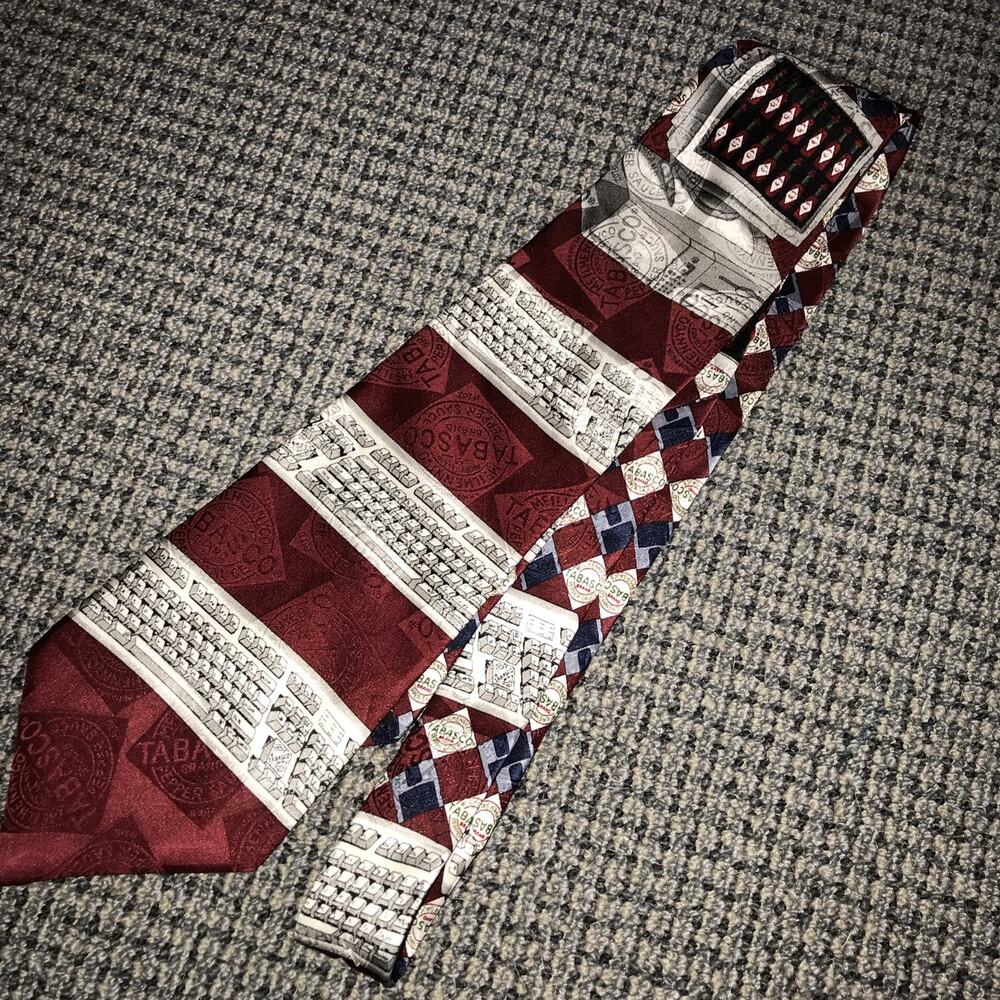 Tabasco Brand Tie‎ “Home Computer” Multicolored EUC
